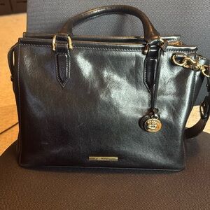 Brahmin large black leather satchel